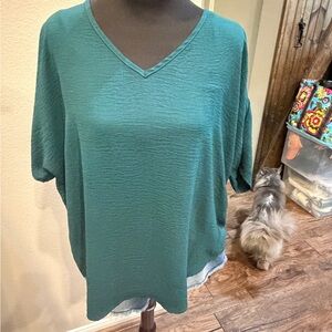 Dark Emerald Green Neck Women's Top